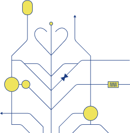 An illustration of interconnecting lines and dots